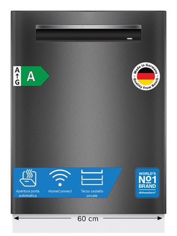 Bosch SMP4ECC72S Serie 4 Lavastoviglie da incasso sottopiano 14 coperti Acciaio nero spazzolato anti-impronta Classe A