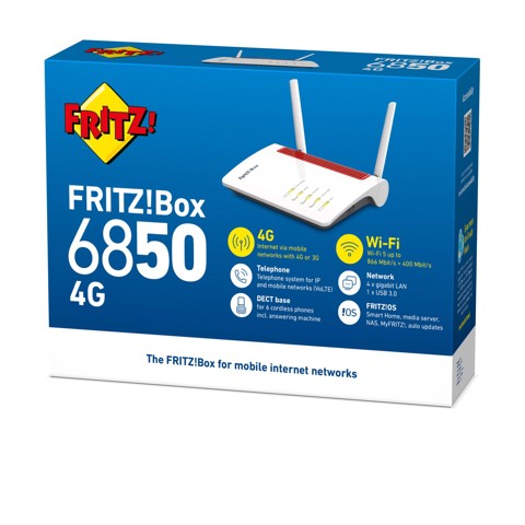 Box FRITZ! 6850 4G International router wireless Gigabit Ethernet Dual-band (2.4 GHz/5 GHz) Bianco