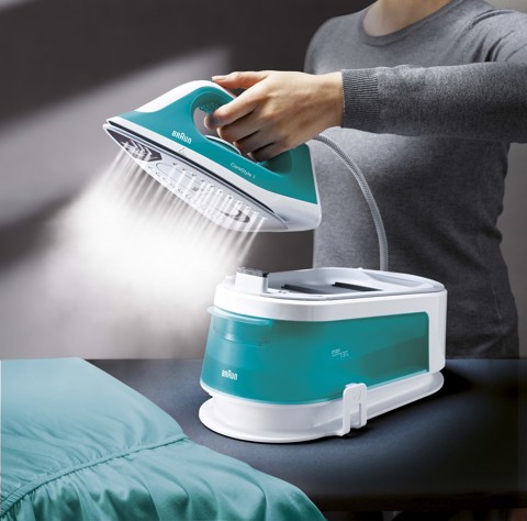 Braun CareStyle 1 - Ferro da stiro con caldaia, Piastra con tecnologia FreeGlide3D, 2400W, 1.5L, Bianco/Turchese (IS1013GR)