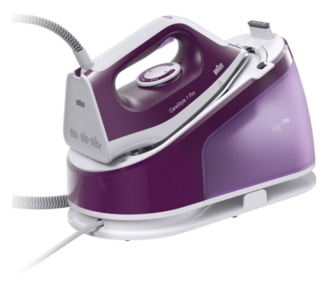 Braun CareStyle 1 Pro - Ferro da stiro con caldaia, Piastra con tecnologia FreeGlide3D, 2200W, 1,7L, Viola (IS1514VI)