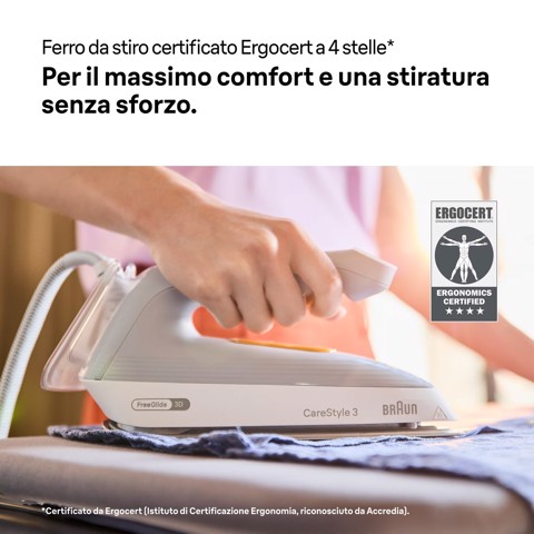 Braun CareStyle 3 - Ferro da stiro con caldaia, Piastra con tecnologia FreeGlide3D, 2200W, 2L, Grigio (IS3231GY)