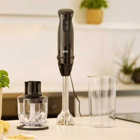 Braun MultiQuick 3 - Minipimer, Frullatore a immersione, con Tritatutto, 700W, Nero (MQ.30201M)