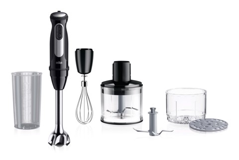 Braun MultiQuick 5 Pro - Minipimer, Frullatore a immersione, con Tritatutto, 1000W, Nero (MQ55254M)