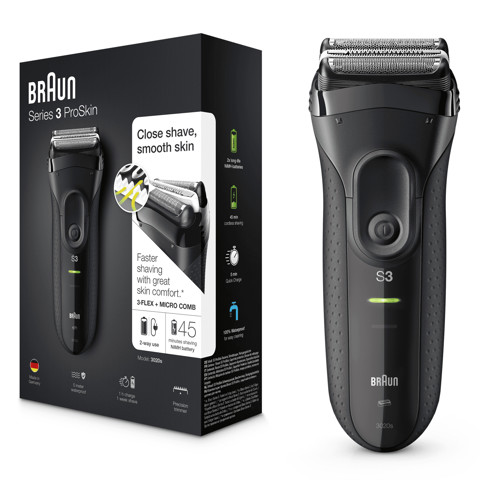 Braun Series 3 ProSkin 3020s Rasoio Elettrico, Nero