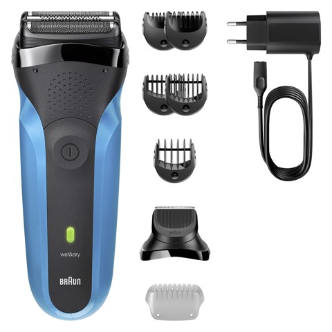 Braun Series 3 Rasoio Elettrico, Wet & Dry, 310BT, Blu