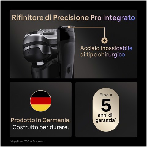 Braun Series 9 PRO+ Rasoio Elettrico, Pro SensoAdapt, 60 min, 9600S, Nero