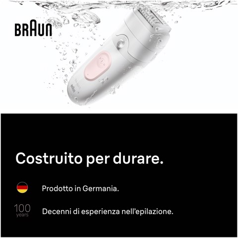 Braun Silk-épil 5 Silk·épil 5, Epilatore Wet & Dry, Rimozione Facile Dei Peli, 5-041, Rosa Flamingo