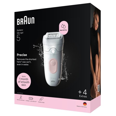 Braun Silk·épil 5, Epilatore Wet & Dry, Rimozione Facile Dei Peli, 5-041, Rosa Flamingo