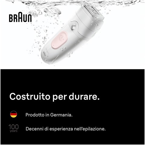 Braun Silk·épil 5, Epilatore Wet & Dry, Rimozione Facile Dei Peli, 5-041, Rosa Flamingo