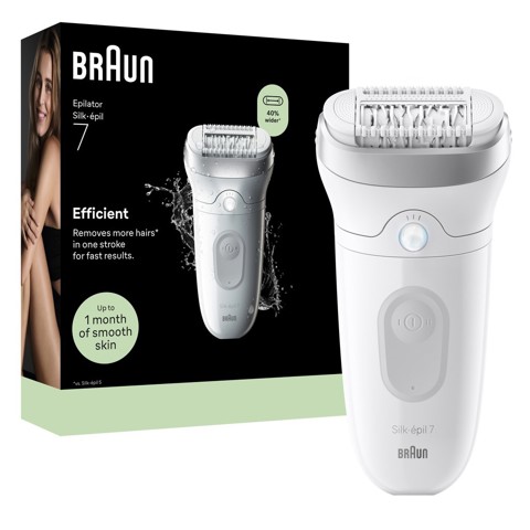 Braun Silk·épil 7, Epilatore Wet & Dry, Pelle Liscia A Lungo, 7-000, Argento