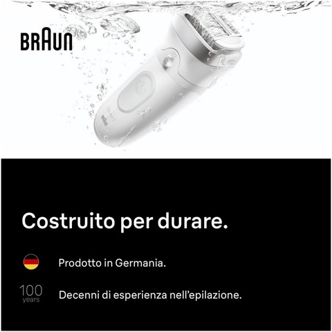 Braun Silk·épil 7, Epilatore Wet & Dry, Pelle Liscia A Lungo, 7-000, Argento