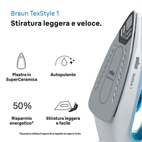 Braun TexStyle 1 FERRO A VAPORE SI1050BL