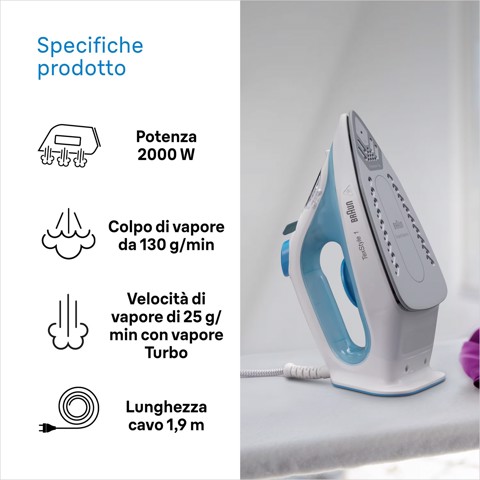 Braun TexStyle 1 FERRO A VAPORE SI1050BL