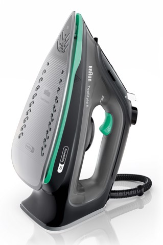 Braun TexStyle 5 - Ferro da stiro a vapore, Manico aperto ergonomico, FreeGlide3D, 2700W, 300ml, Nero/Verde (SI5277GR)