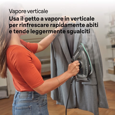 Braun TexStyle 5 - Ferro da stiro a vapore, Manico aperto ergonomico, FreeGlide3D, 2700W, 300ml, Nero/Verde (SI5277GR)