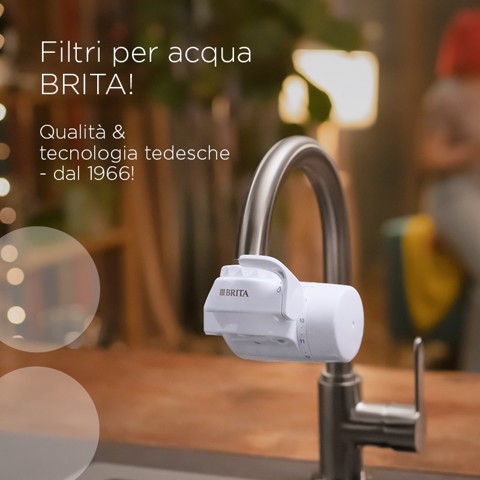 Brita ON TAP V incl. 1 x filtro acqua rubinetto V (4 mesi) - riduce cloro, PFAS, piccole particelle e metalli - indicatore durata filtro manuale