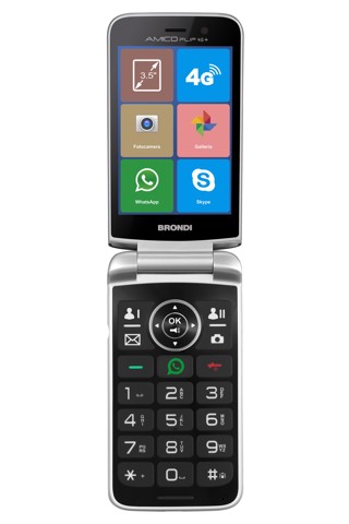 Brondi Amico Flip 4G+ 8,89 cm (3.5") 136 g Nero, Argento Telefono cellulare basico