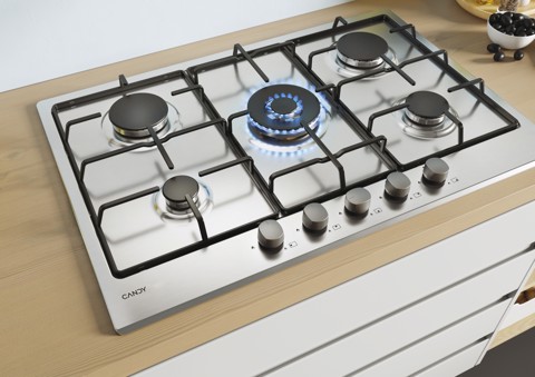 Candy Idea CHW74WX Acciaio inox Da incasso 75 cm Gas 5 Fornello(i)