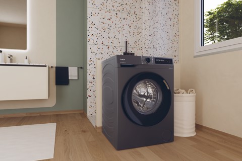 Candy ProWash 500, Lavatrice Slim 8 KG, 10% più efficente della classe A, 1400 giri, Antracite, Inverter, Vapore, Wi-Fi, Smart Wash, BR 48B6G-S