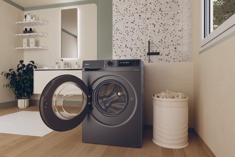 Candy ProWash 500, Lavatrice Slim 8 KG, 10% più efficente della classe A, 1400 giri, Antracite, Inverter, Vapore, Wi-Fi, Smart Wash, BR 48B6G-S