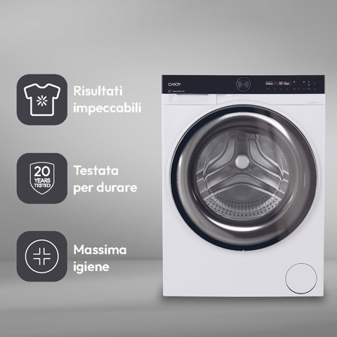 Candy ProWash 700, Lavatrice Slim 9 KG, 20% più efficente della classe A, 1400 giri, Bianco, Inverter, Vapore, Wi-Fi, BS 49SB8-S