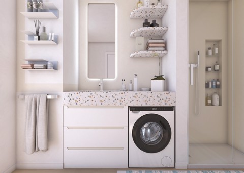 Candy ProWash 700 Mini, Lavatrice Compatta 5 KG, Classe A, 1200 giri, Bianco, Inverter, Vapore, Wi-Fi, CW50-BP12307U1-S