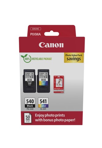 Canon Multipack 2pz cartuccia originale 540+541 (nero+colori) - inclusi 50 fogli carta fotografica 10x15cm