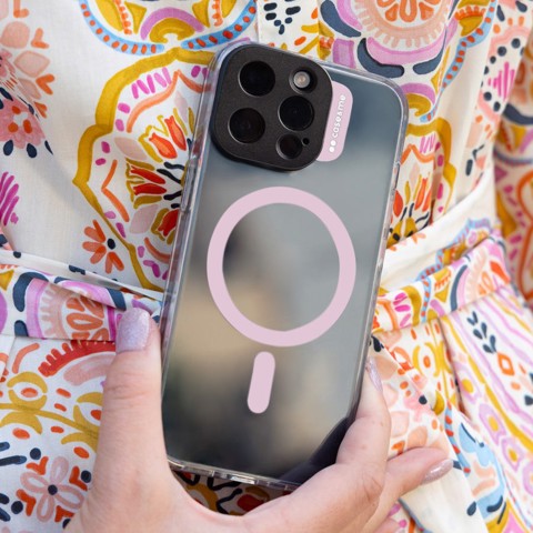 Case & Me CMCOVCAMTMSIP1567PP Cover magsafe trasparente iphone 15pro max, rosa