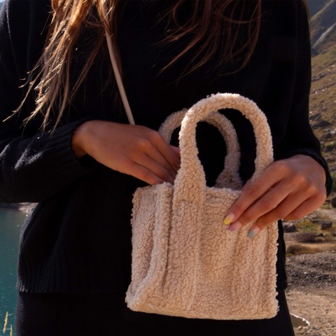 Case & Me CMWINTERTOTEBAGI borsa e tracolla Sintetico, Lana Beige Donna Borsa a mano