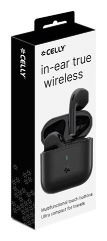 Celly COMPACTBK cuffia e auricolare Wireless In-ear Musica e Chiamate USB tipo-C Nero