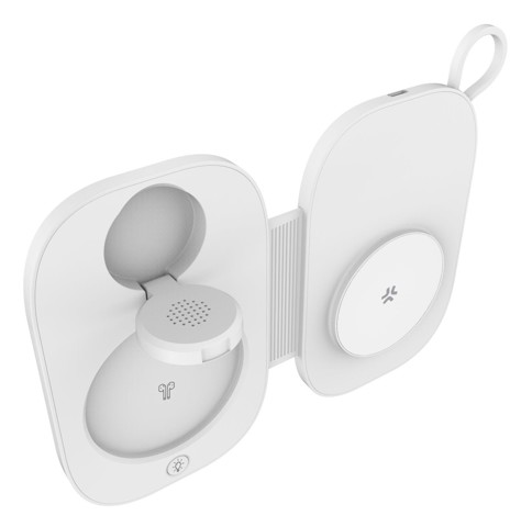 Celly MAGPOCKET3IN1WH Caricabatterie per dispositivi mobili Cuffie, Smartphone, Orologio intelligente Bianco USB Carica wireless Ricarica rapida Interno