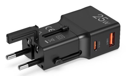 Celly MULTIPLUGSL25W Caricabatterie per dispositivi mobili Cuffie, Smartphone, Tablet Nero AC Ricarica rapida Interno