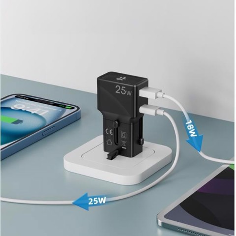 Celly MULTIPLUGSL25W Caricabatterie per dispositivi mobili Cuffie, Smartphone, Tablet Nero AC Ricarica rapida Interno