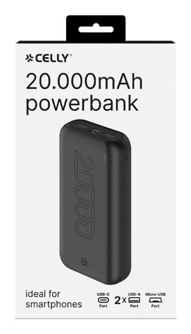 Celly PBE20000CBK batteria portatile Ioni di Litio 20000 mAh Nero