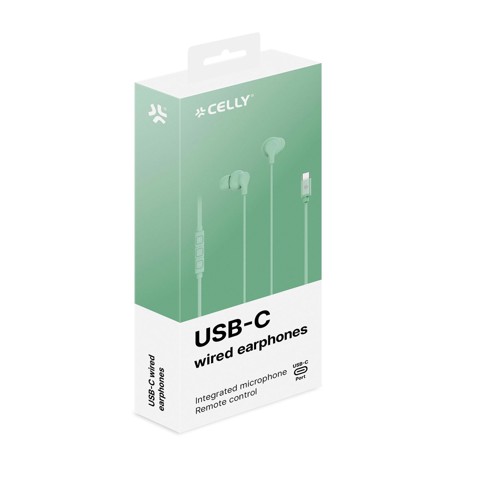 Celly UP1600TYPECGN cuffia e auricolare Cablato In-ear Musica e Chiamate USB tipo-C Verde