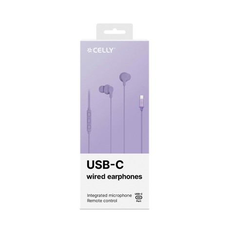 Celly UP1600TYPECVL cuffia e auricolare Cablato In-ear Musica e Chiamate USB tipo-C Viola