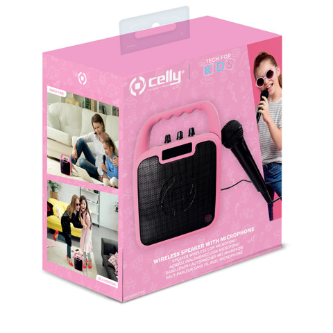 Celly WL SPEAKER + MIC + STICKER PK Altoparlante portatile mono Nero, Rosa 10 W