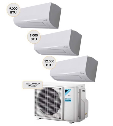 Daikin Condizionatore TRIAL split Inverter 9000+9000+12000btu WiFi 3AMXF52A + ATXF25G (2) + ATXF35G Climatizzatore Fisso