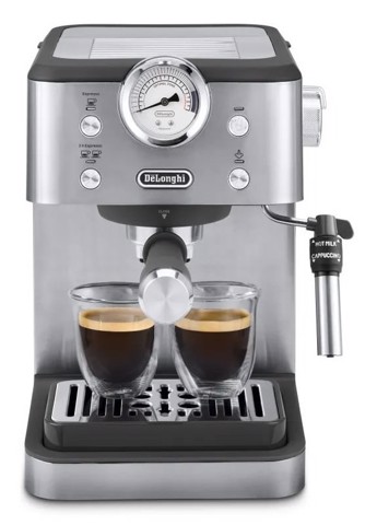 De’Longhi CLASSIC - Macchina da Caffè Manuale Espresso e Cappuccino, Polvere e Cialde ESE,15 Bar, 1.7L, Metal (EM450.M)