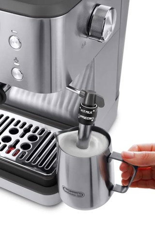 De’Longhi CLASSIC - Macchina da Caffè Manuale Espresso e Cappuccino, Polvere e Cialde ESE,15 Bar, 1.7L, Metal (EM450.M)