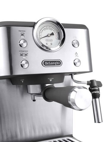 De’Longhi CLASSIC - Macchina da Caffè Manuale Espresso e Cappuccino, Polvere e Cialde ESE,15 Bar, 1.7L, Metal (EM450.M)