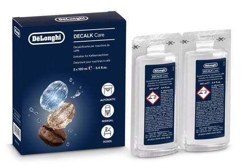 De’Longhi Decalk Care 2x100 — Decalcificante per Macchine da Caffè, 2 Flaconi Monodose da 100 ml (2 Utilizzi) "