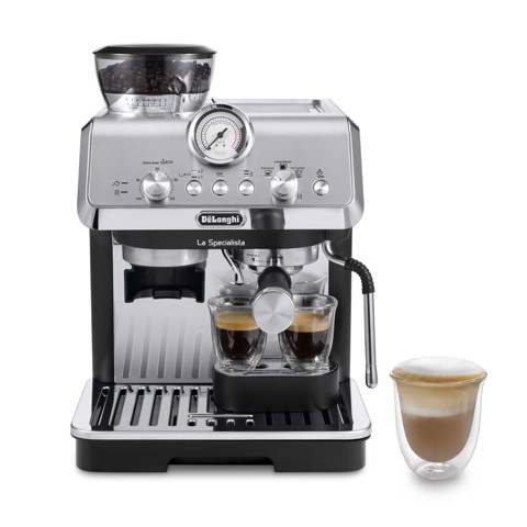 De’Longhi Dedica Arte La Specialista Arte - Macchina per Caffè in chicchi Manuale, Montalatte manuale, 1400W, Metal Black (EC9155.MB)