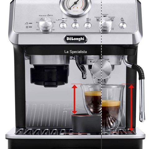 De’Longhi Dedica Arte La Specialista Arte - Macchina per Caffè in chicchi Manuale, Montalatte manuale, 1400W, Metal Black (EC9155.MB)