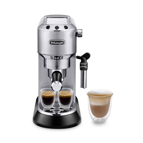 De’Longhi Dedica Style Dedica - Macchina da Caffè Manuale Espresso e Cappuccino, Polvere e Cialde ESE,1.1L, Argento (EC685.M)