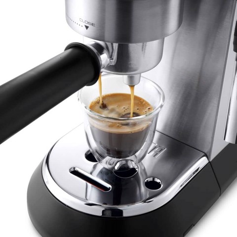 De’Longhi Dedica Style Dedica - Macchina da Caffè Manuale Espresso e Cappuccino, Polvere e Cialde ESE,1.1L, Argento (EC685.M)