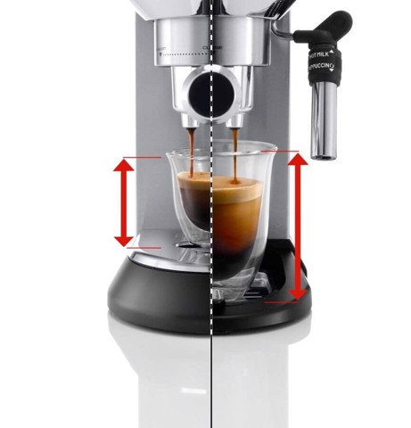 De’Longhi Dedica Style Dedica - Macchina da Caffè Manuale Espresso e Cappuccino, Polvere e Cialde ESE,1.1L, Argento (EC685.M)