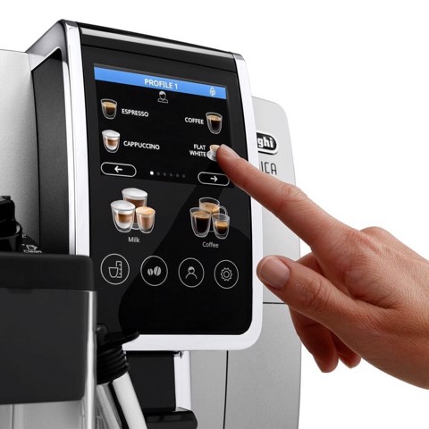 De’Longhi Dinamica Plus - Macchina Automatica per Caffè in Chicchi, 24 bevande one-touch, Argento/Nero (ECAM380.85.SB)