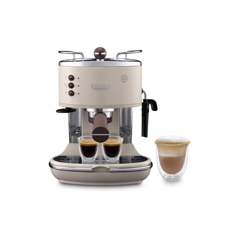 De’Longhi Icona Vintage - Macchina da Caffè Manuale Espresso e Cappuccino, Polvere e Cialde ESE,1.4L, Beige (ECOV311.BG)