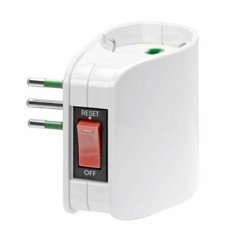 Ekon Adattatore con spina italiana 10A, 2 prese italo-tedesche, interruttore di sovraccarico